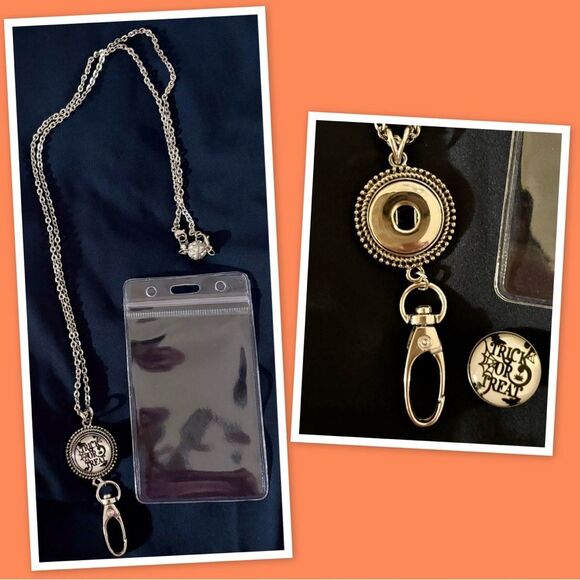 Halloween Snap Button Lanyard Necklace ID Badge Holder - Picture 1 of 2